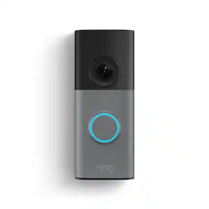 Front. Ring - Ring Wired Doorbell (newest model) — Retinal 2K with wide-angle video, up to 6x Enhanced Zoom, and Two-Way Talk - Speckled Grey.