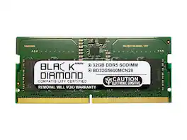 Black Diamond - 32gb (2rx8) ddr5 5600 sodimm memory bd32g5600mcn28