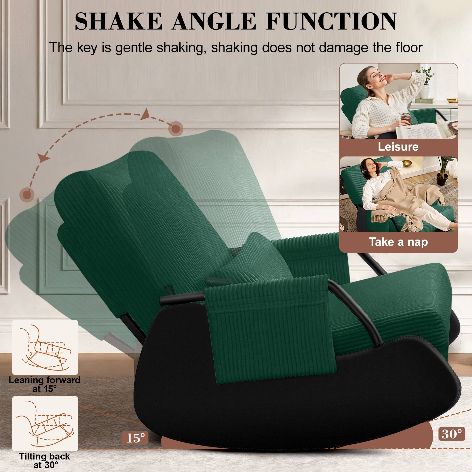SHAKE ANGLE FUNCTION  
The key is gentle shaking, shaking does not damage the floor  

Leisure  
Take a nap  

Leaning forward at 15°  
Tilting back at 30°