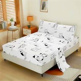 Fabibe - 4-Piece Standard Size - White Color with Deep Pockets - Cat-Twin