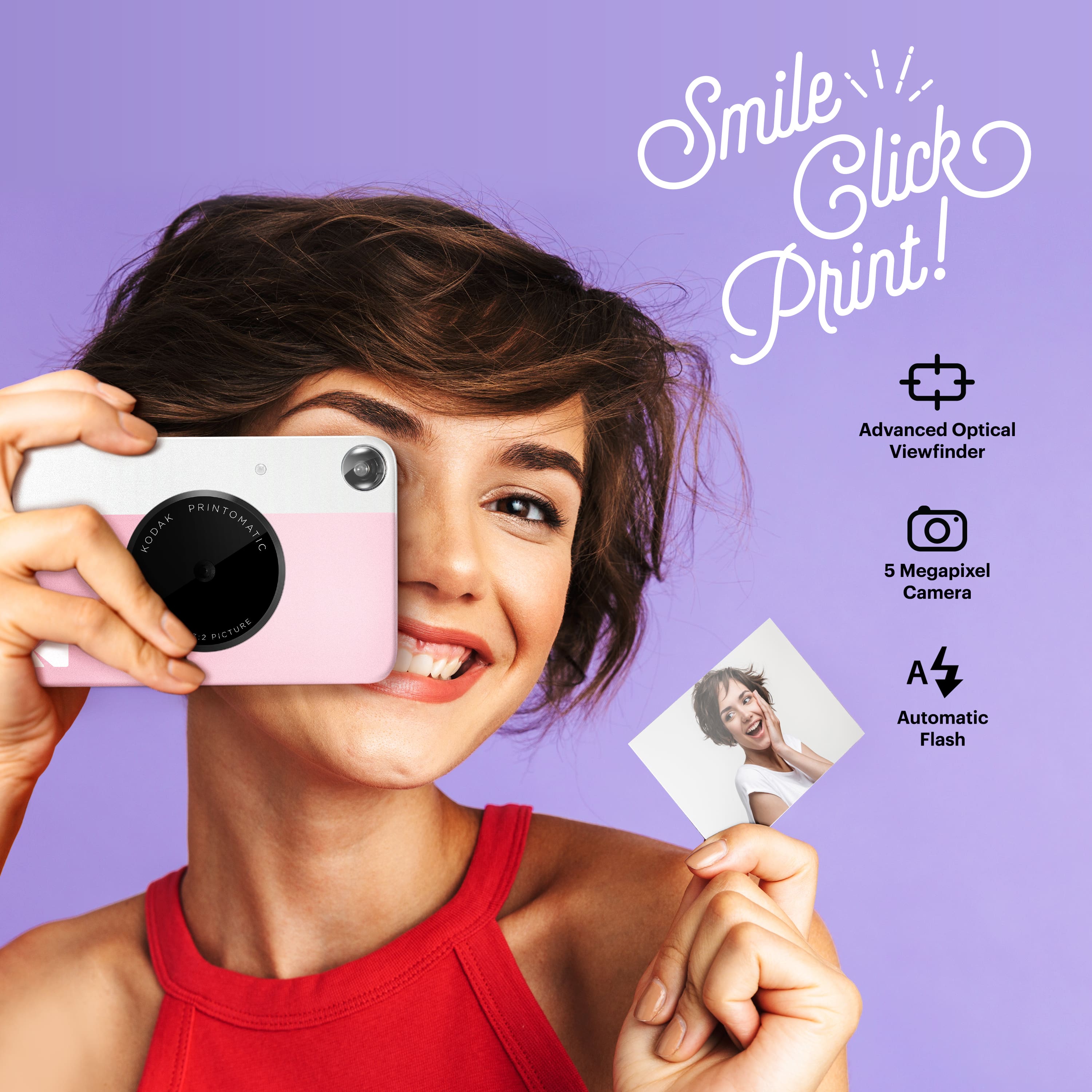 Kodak PrintoMatic 1 Picture Smile Click Print! Advanced Optical Viewfinder 5 Megapixel Camera Auto Flash