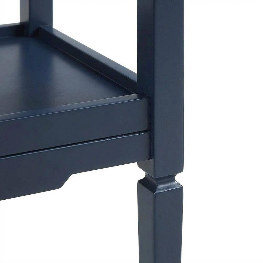 Alt View 1. FurniFact - Midnight Blue Nightstand with Gold Hardware and Modern Style - Blue.