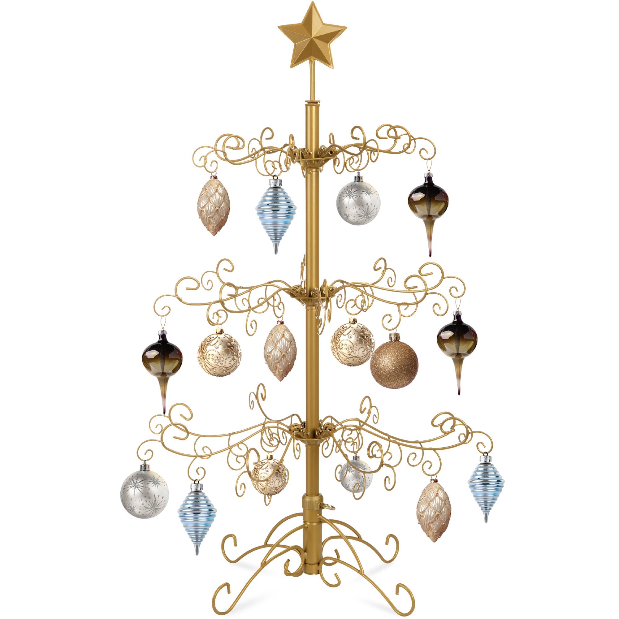 Front. Best Choice Products - Best Choice Products 3ft Wrought Iron Ornament Display Christmas Tree w/ Easy Assembly, Stand - Gold - Gold.