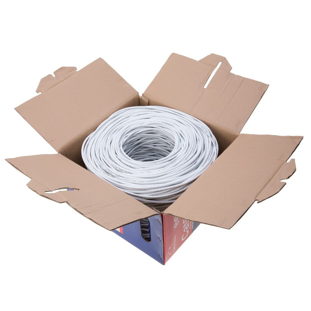 Alt View 2. Cables Direct Online - Cat5e FTP Ethernet Cable 1000ft Pull Box Solid 24AWG Shielded Bulk CCA Network Wire White - White.