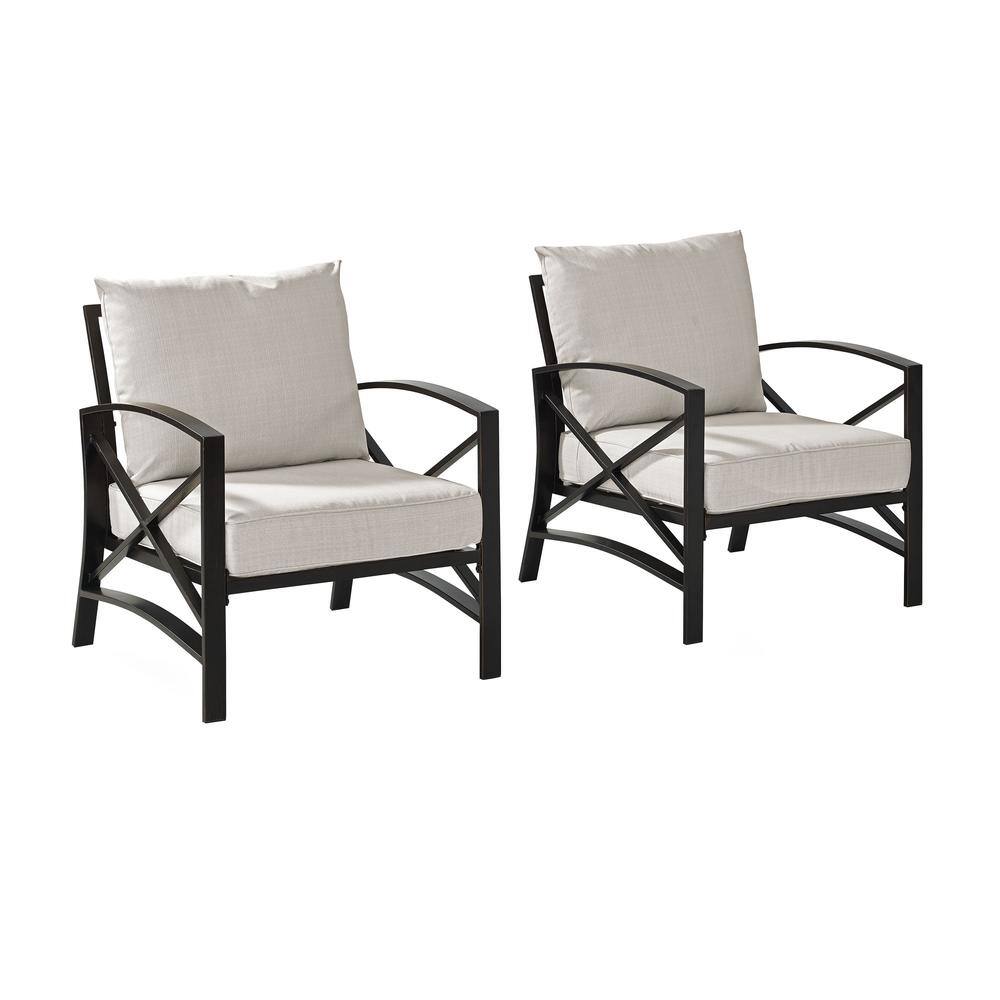Back. Crosley Furniture - Kaplan 2Pc Outdoor Chair Set - 2 Chairs - Oatmeal.