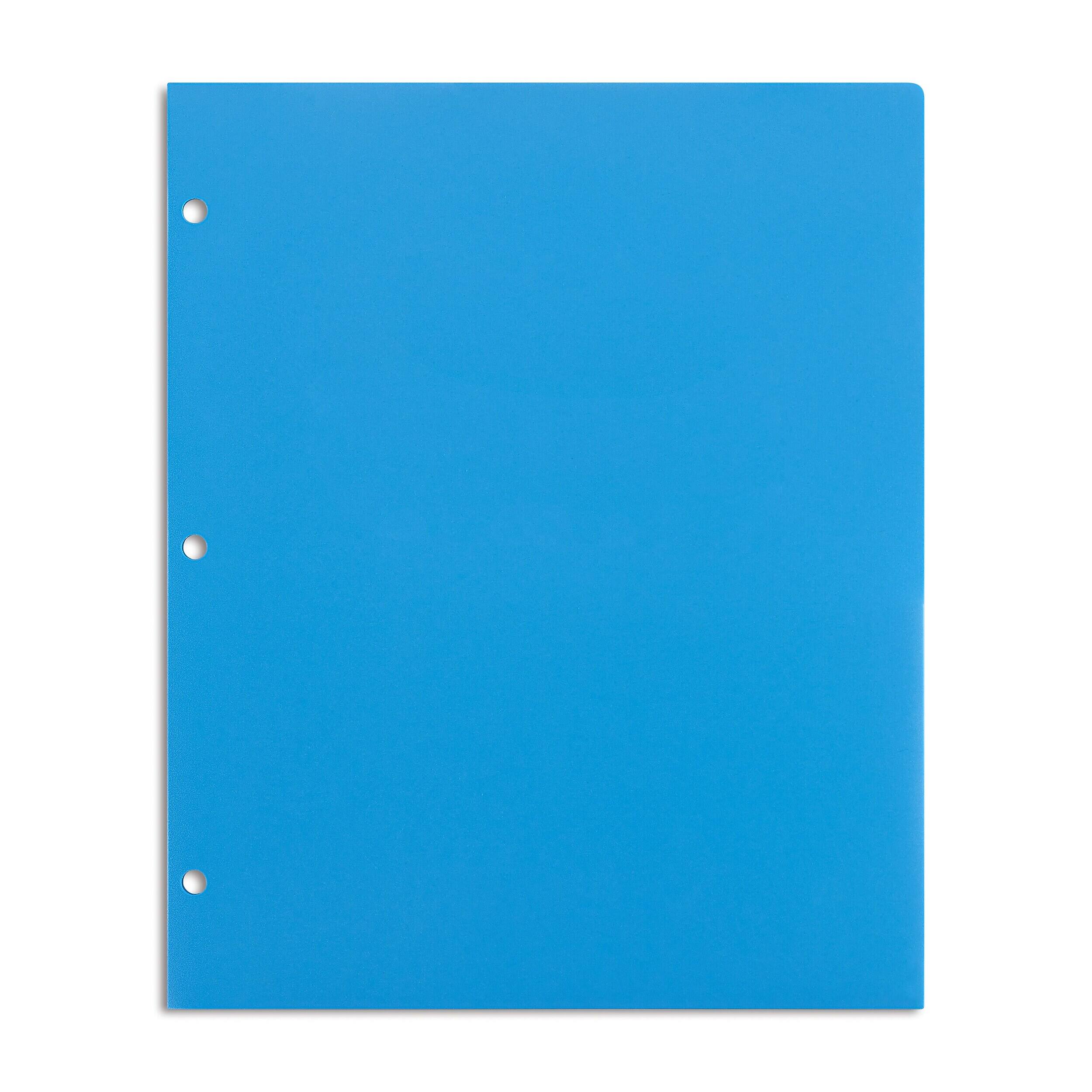 Alt View 1. Staples - 3-Hole Punched 2-Pocket Plastic Portfolio Folder (ST52808-CC) - Blue.