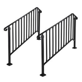 Winado - 2PCS Handrails Steps Stair Fits 4-5 Steps Hand Rail, Adjustable Stair Railing for Indoor Outdoor Yard Concrete Porch - Black