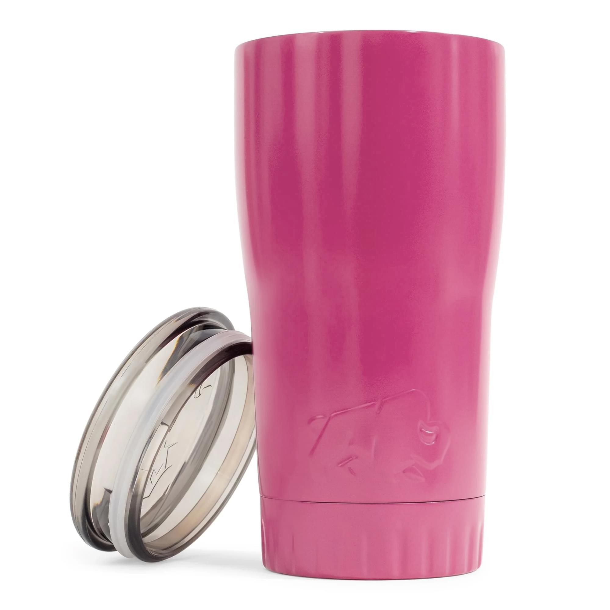 Alt View 1. Silver Buffalo - Metallic Hot Pink Stainless Steel Tumbler With Open-Sip Lid | Holds 20 Ounces - Pink.