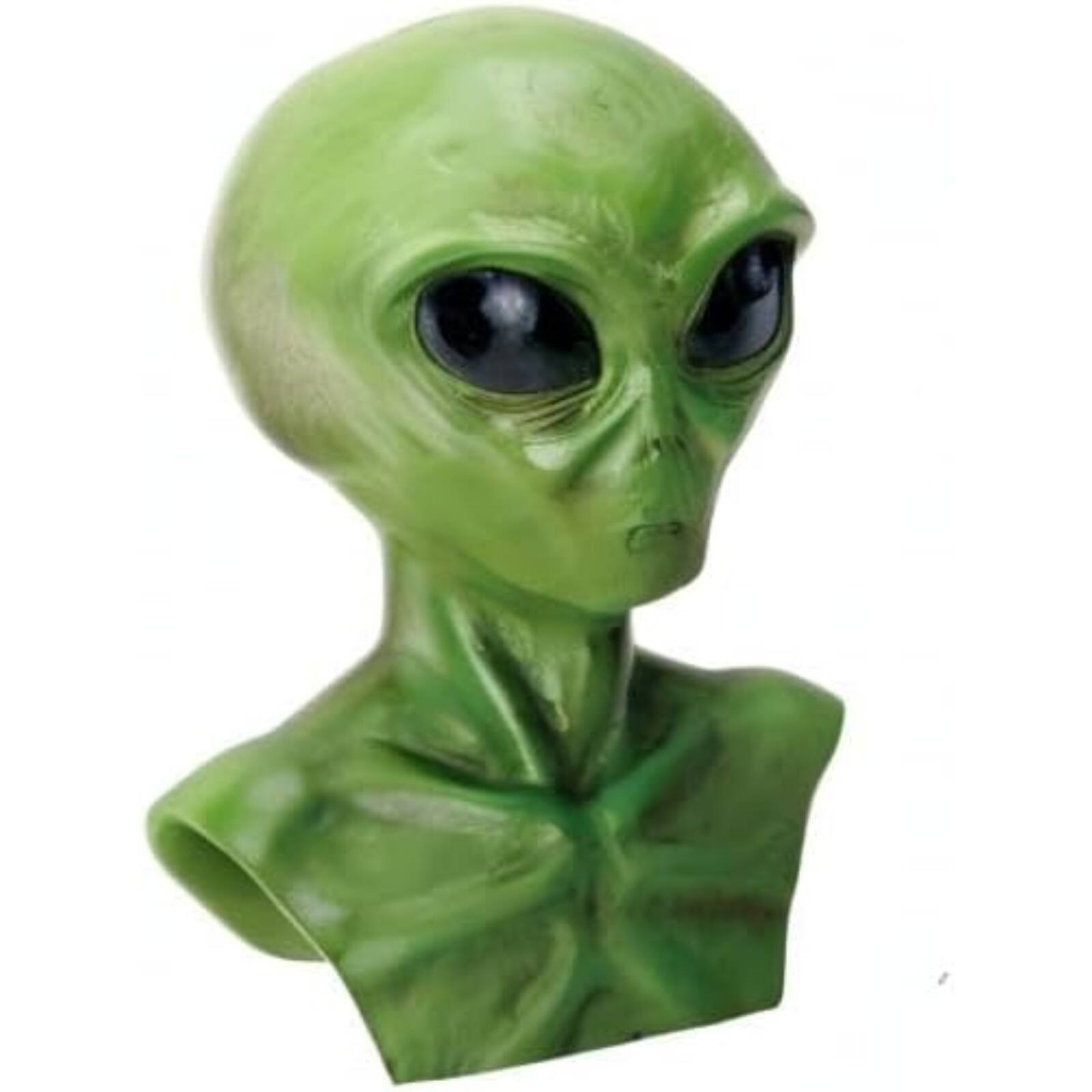 Angle. Pacific Trading - Bright Green Extraterrestrial Alien Head Bust Figurine Display 4 inch.