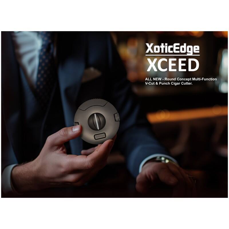 XoticEdge XCEED  
ALL NEW - Round Concept Multi-Function V-Cut & Punch Cigar Cutter.