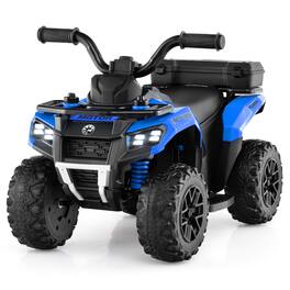 Costway - 6V Toddler Ride On Electric Car ATV with Lights & Music & USB Port Storage Box Toy Car - Blue