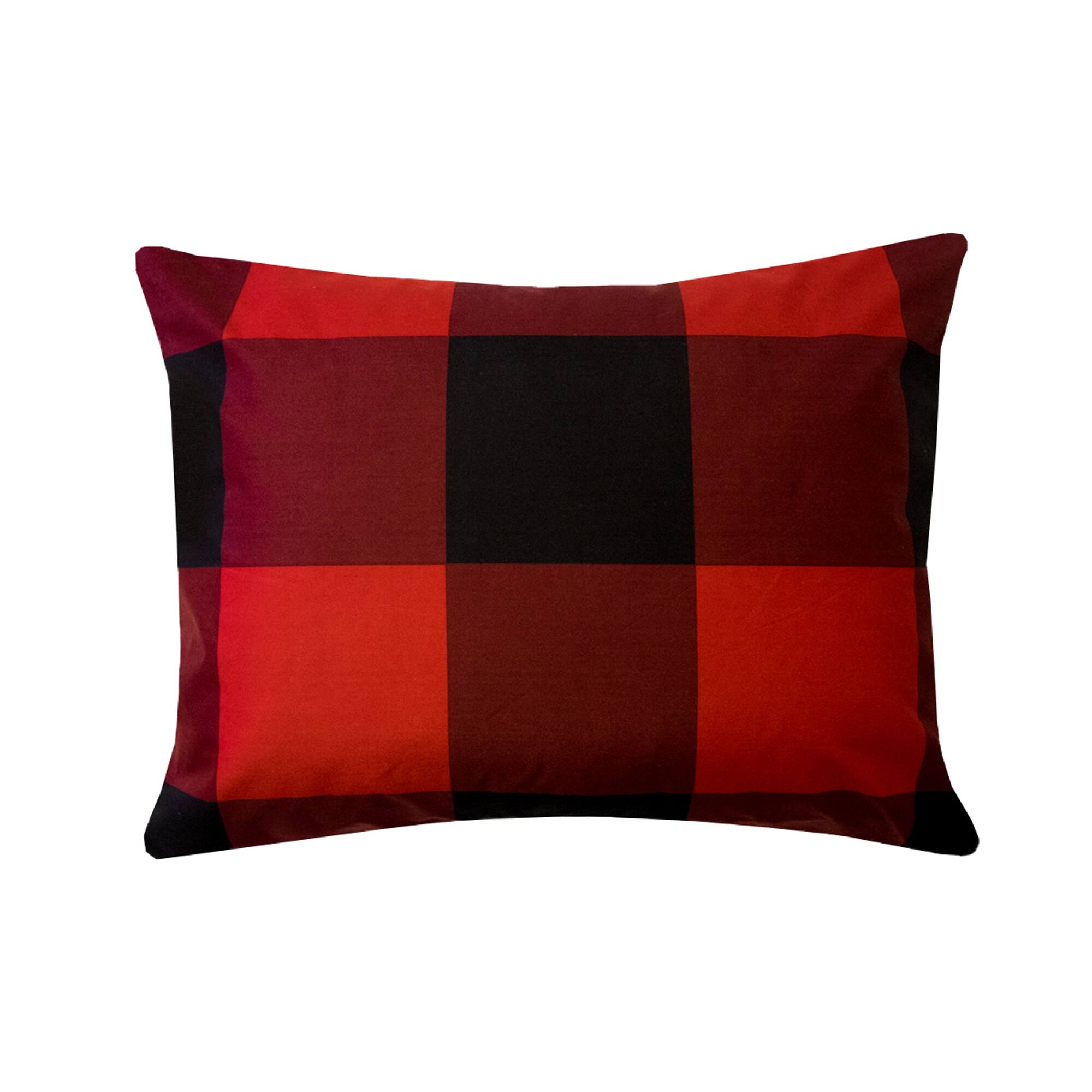 Left. Sweet Home Collection - 5 Piece Buffalo Plaid Bed in a Bag Comforter and Sheet Set - Twin - Black/Red.
