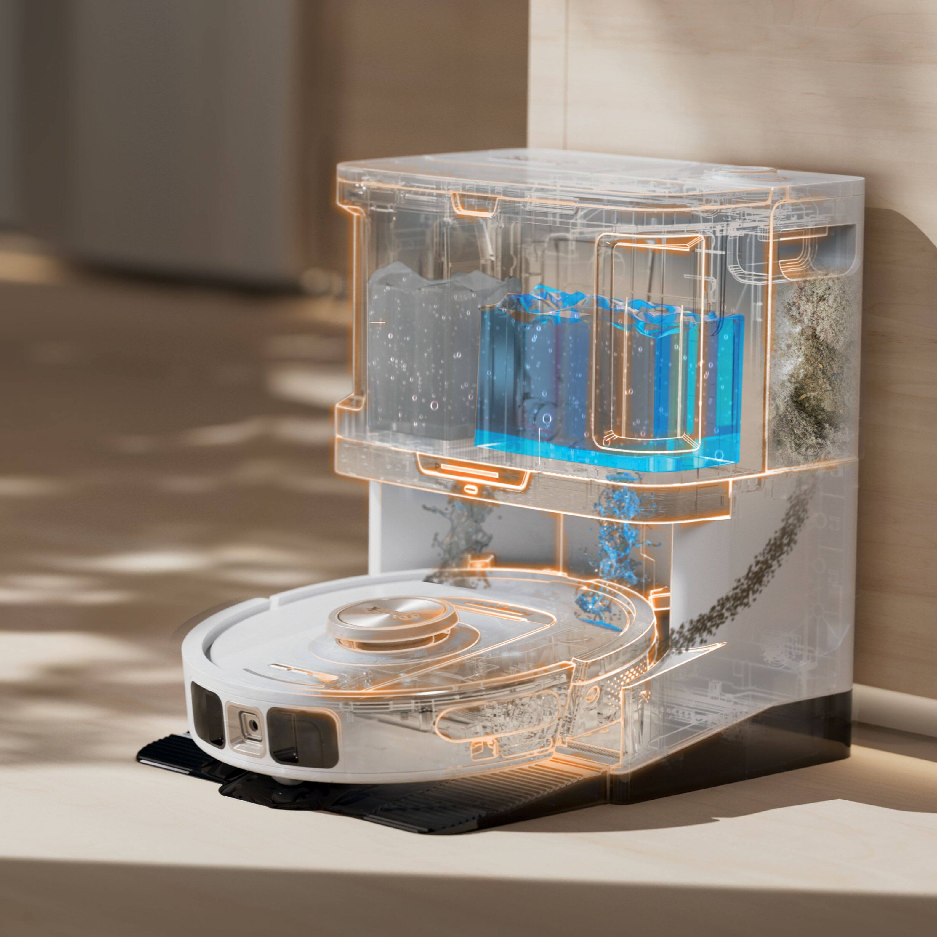 Angle. Shark - Shark PowerDetect 2-in-1 Robot Vacuum and Mop with NeverTouch Pro Base - White.