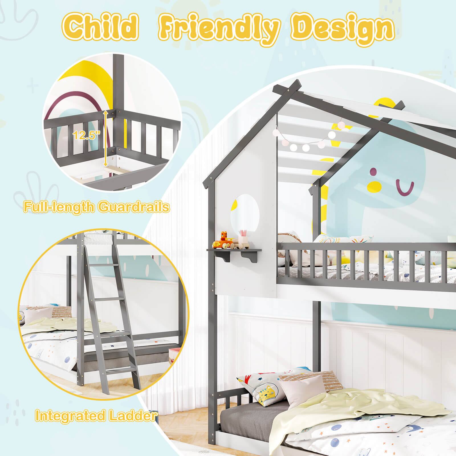 Child Friendly Design: 12.5 Full-length Guardrails Integrated Ladder