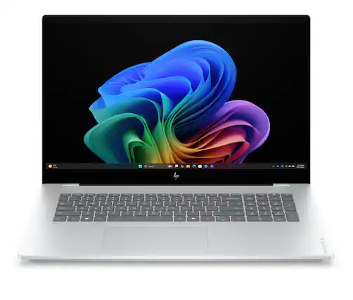 Front. HP - HP OmniBook X Laptop Computer 17.3" FHD Touch Screen Intel Core Ultra 7 16 GB - Glacier silver aluminum.