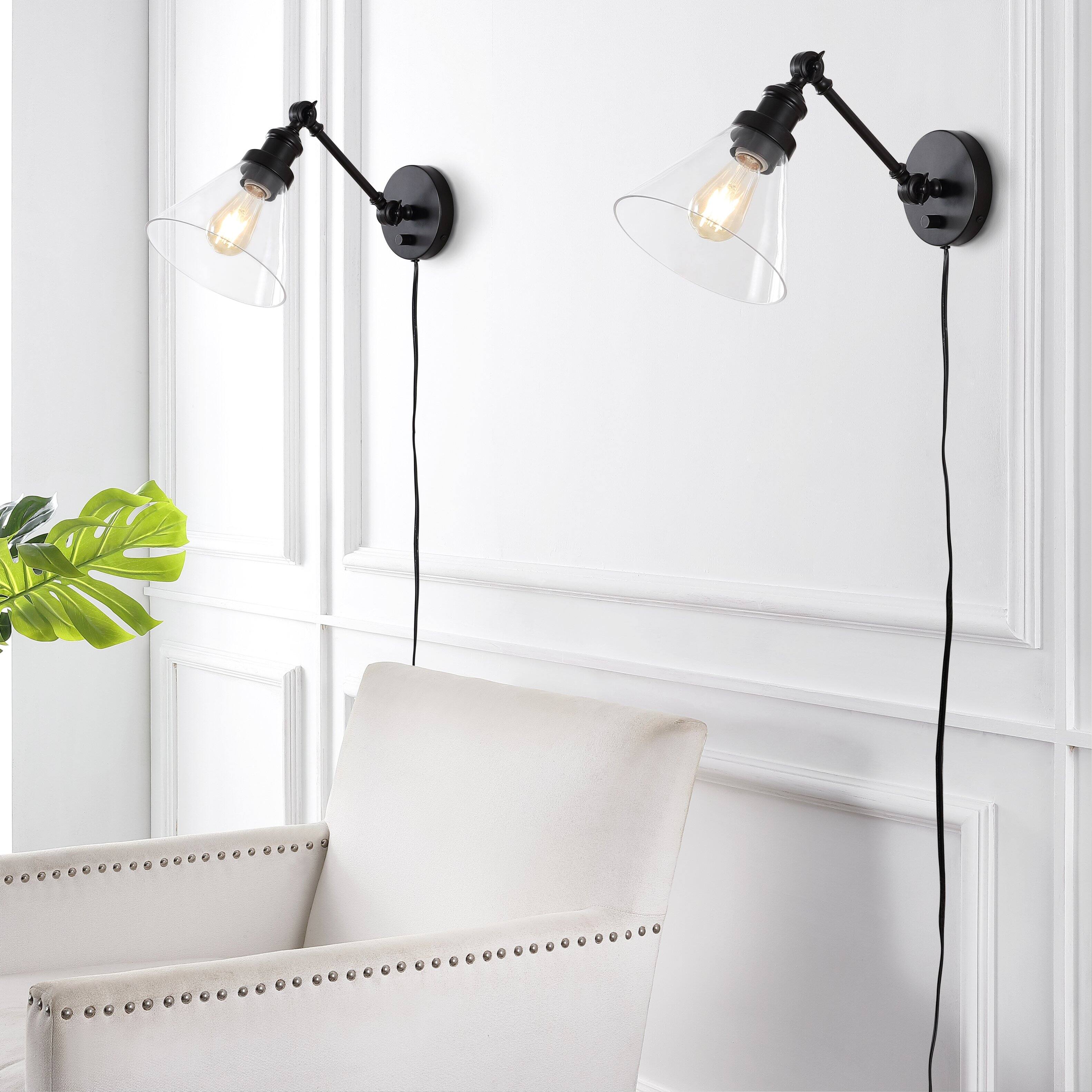 Alt View 1. Jonathan Y - Cowie 8" Iron/Glass Adjustable LED Wall Sconce, Oil Rubbed Bronze (Set of 2) - Oil Rubbed Bronze.