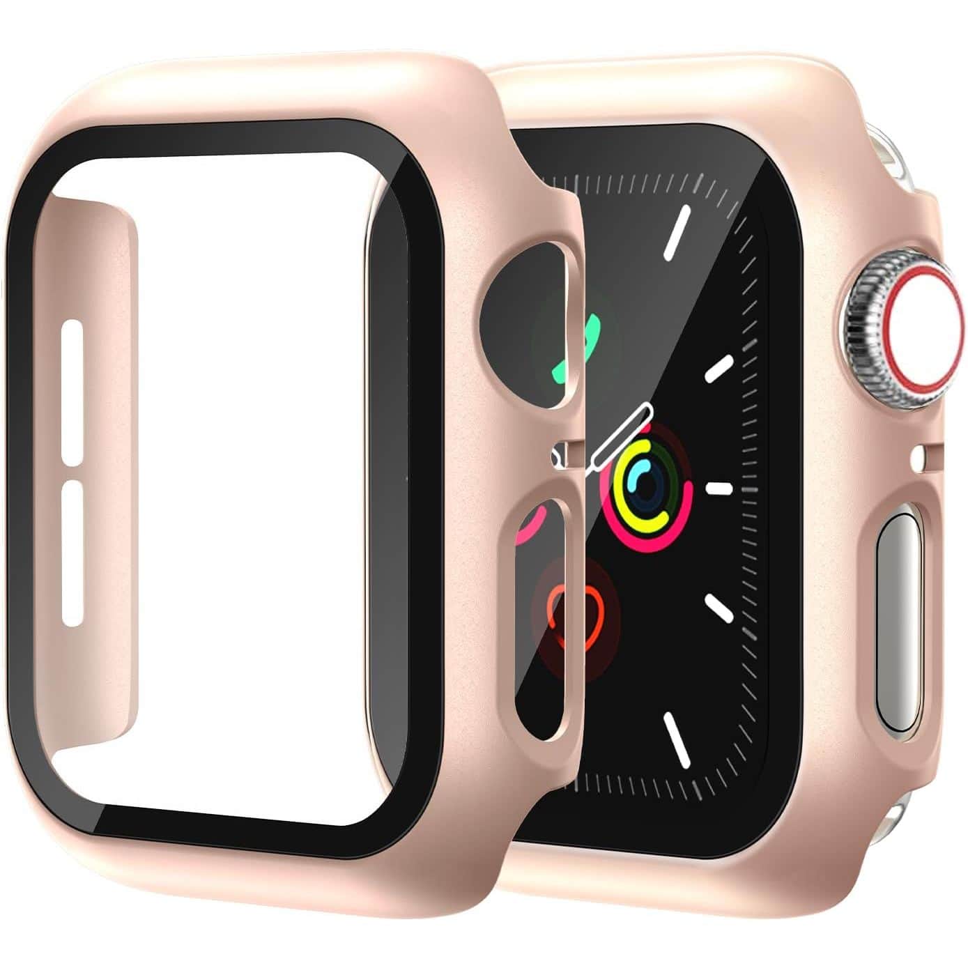 Entronix - Case Compatible with iWatch Series 11, 46mm - Hard Cover w/ Built-In Screen Protector - Rose Gold