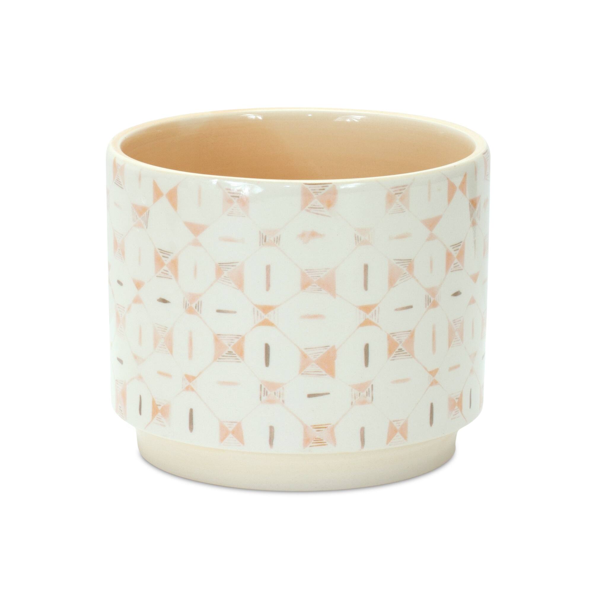 Back. BreeBe - Blush Patterned Stacking Pot (Set of 3) - White, Yellow.