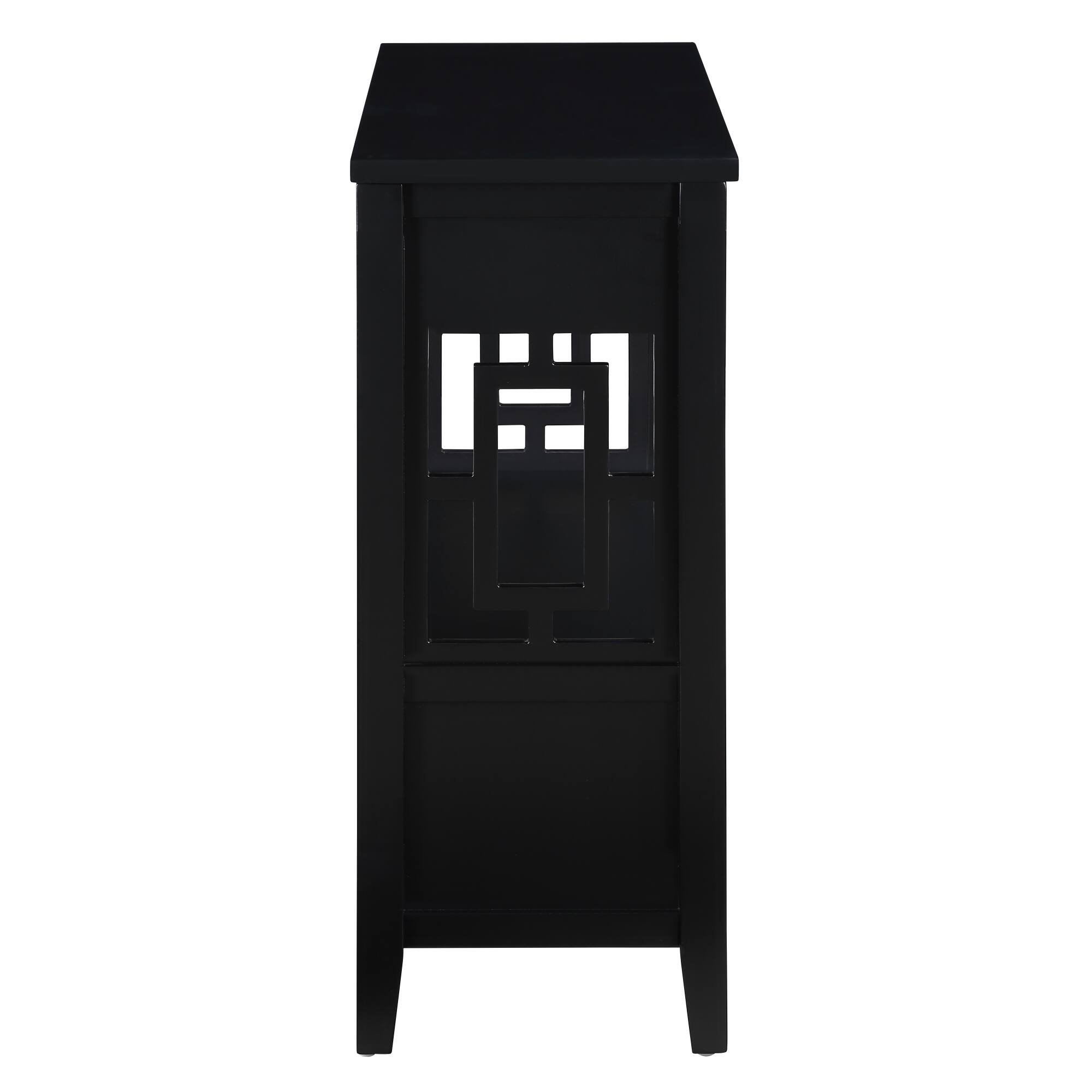 Alt View 6. GOODSILO - Farmhouse Pine Wood Console Table with Drawers and Storage Shelf for Entryway Living Room Bedroom Hallway Kitchen - Black.