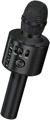 HM 1810 - Wireless Karaoke Microphone 3 in 1 Portable Handheld Mic Machine For All Smartphones Gifts To Adults Q37 ch - Black