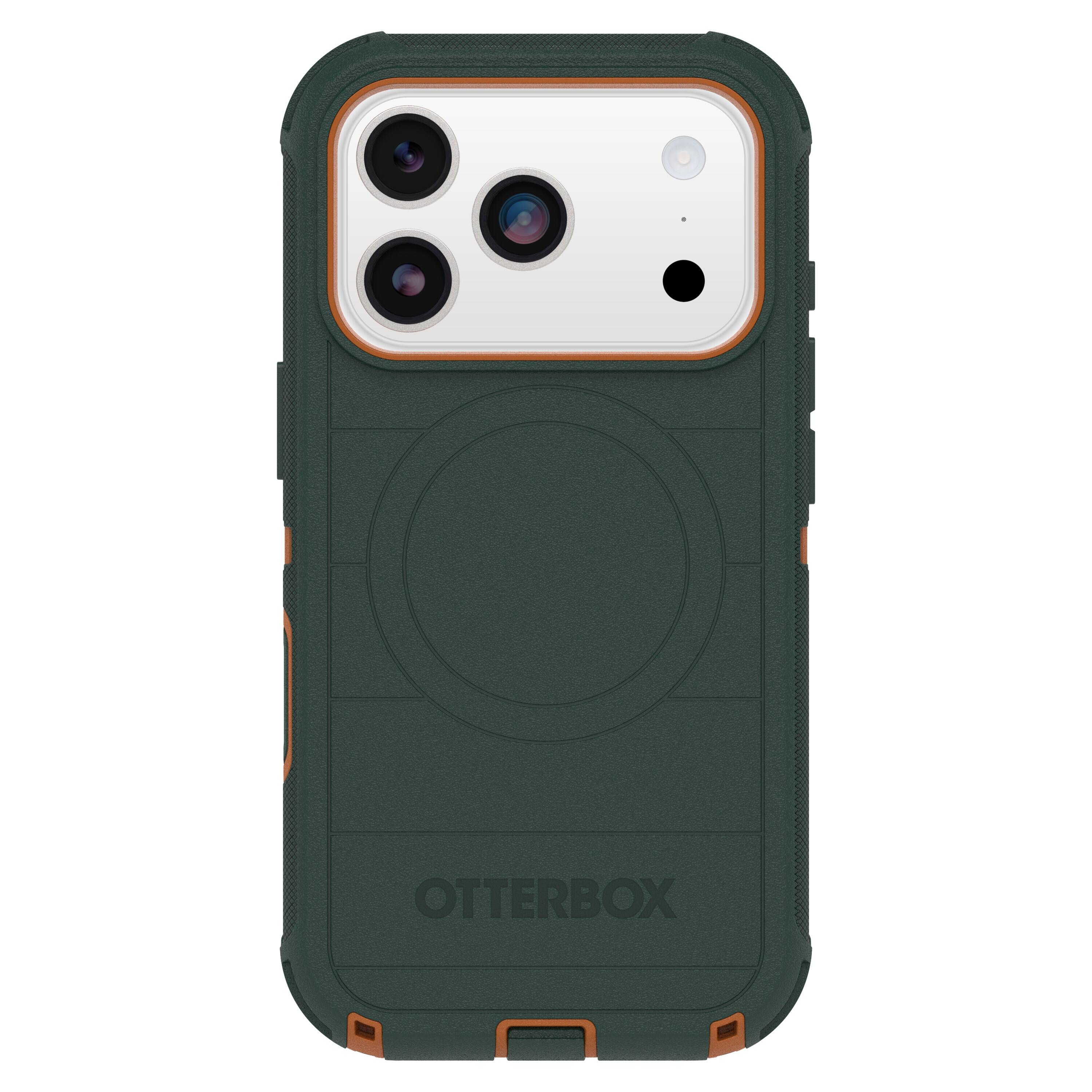 Angle. OtterBox - Defender Series Pro Hard Shell for Apple iPhone 17 Pro - Green.