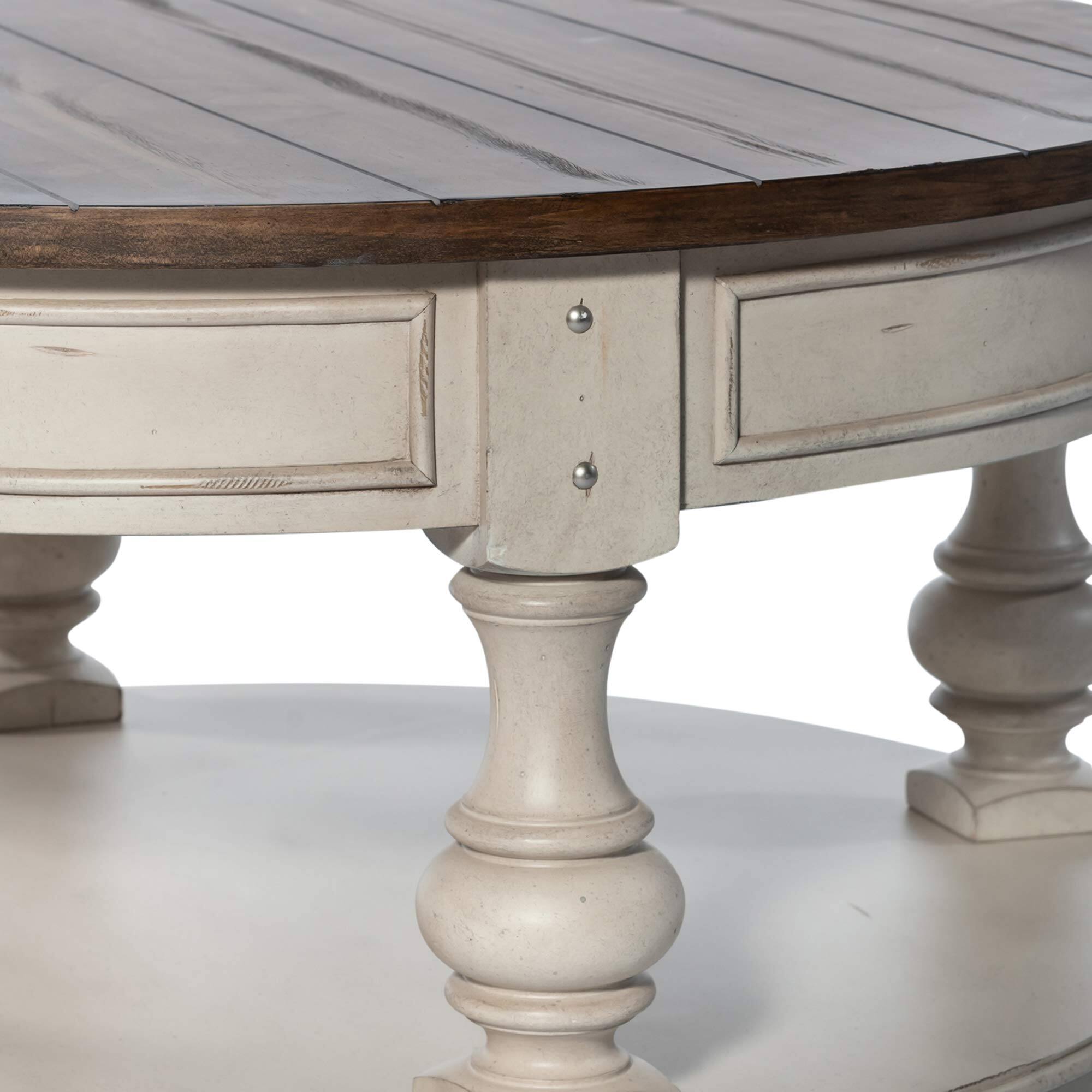 Alt View 1. Liberty Furniture Industries - Round Cocktail Table Antique White w/ Wirebrushed Tobacco Accents - White.