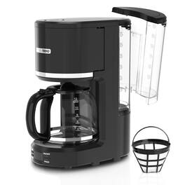 KITCHENTREND - 12-Cup Programmable Coffee Maker with Filter, Removable Water Reservoir Coffee Machine, Drip Coffee Maker - Black