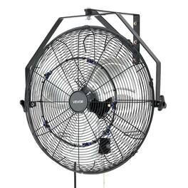 VEVOR - Wall Mount Fan, 20 in Wall Mounted Hanging Fan with Mist, IP44-rated Protection, 3-Speed, Long Airflow Distance - Black