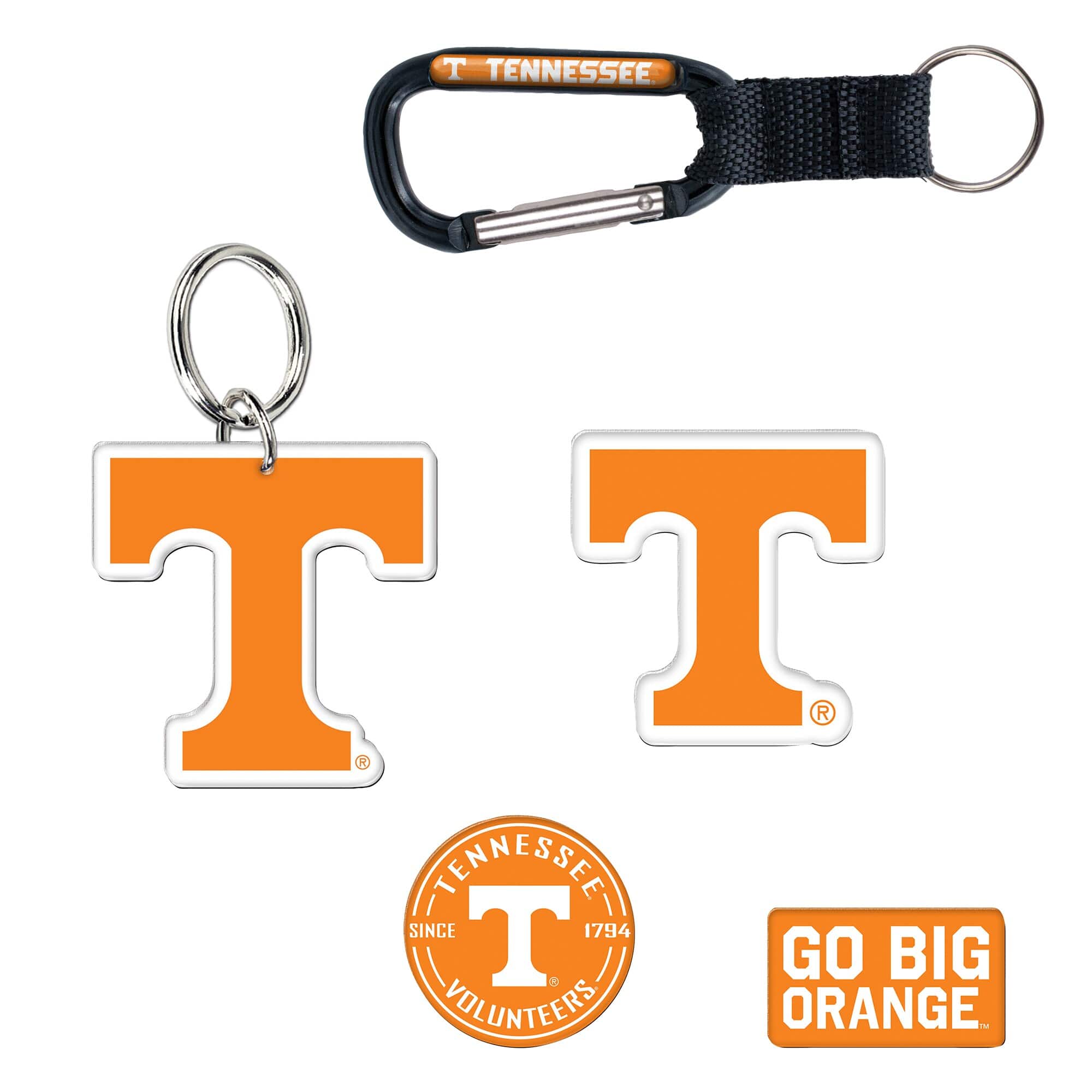 WinCraft - Tennessee Volunteers 5-Pack Key Ring and Fridge Magnet Set - Multicolor