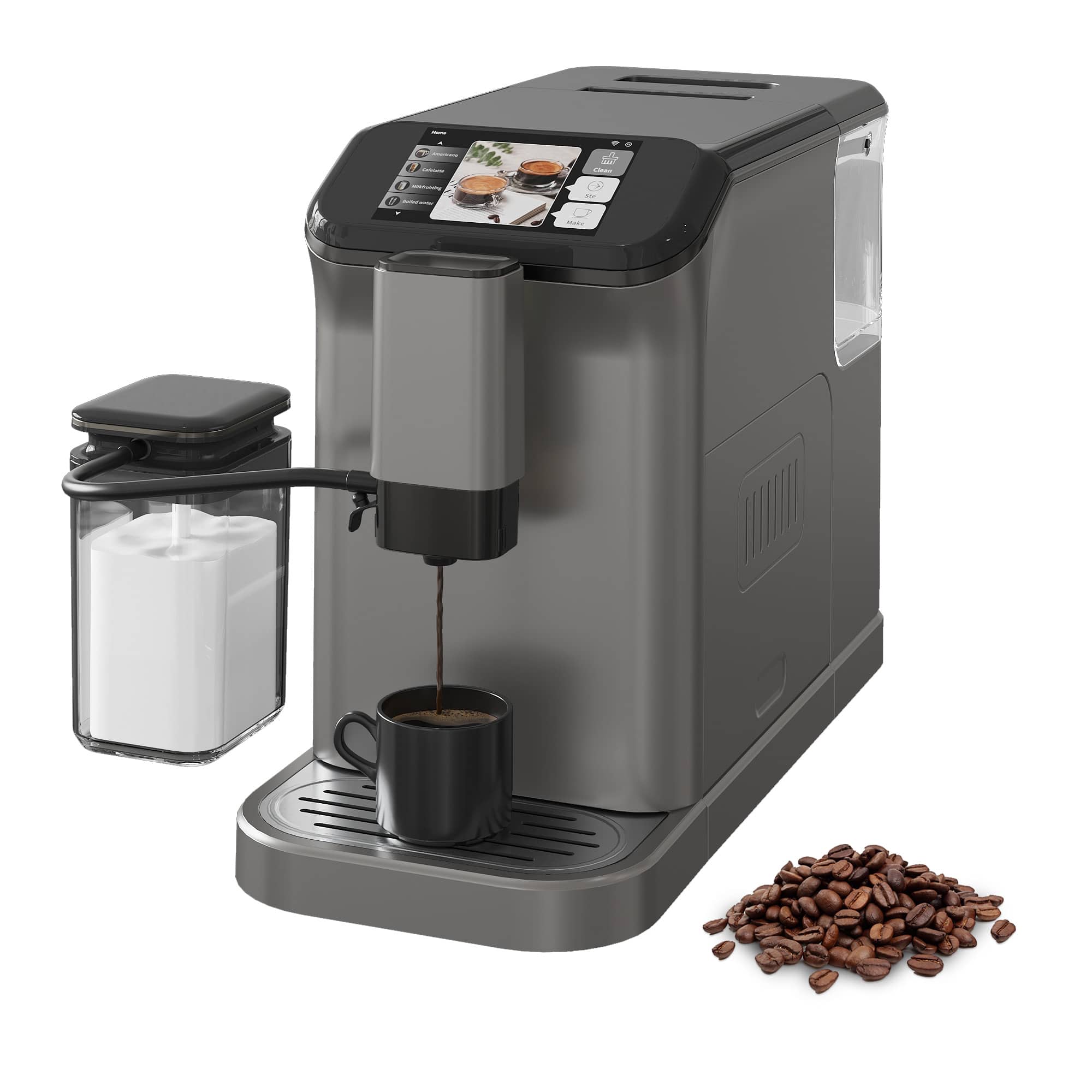 TROPOW - 20 Bar Fully Automatic Espresso Machine with Dual Boiler - Gray