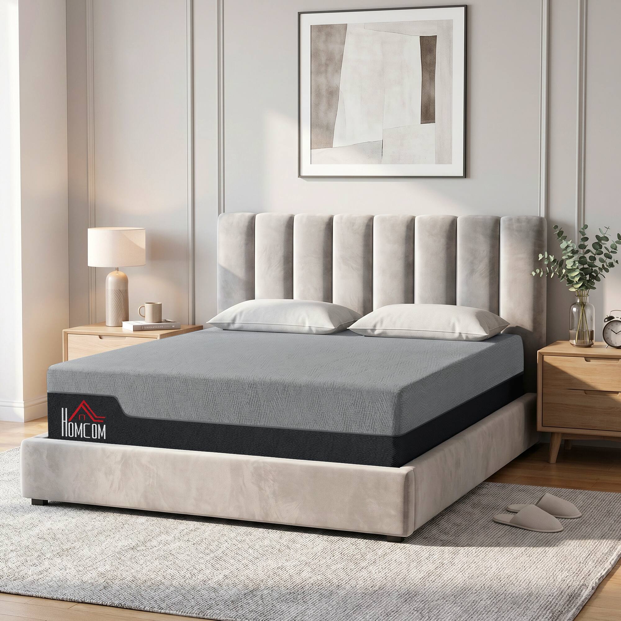 Alt View 8. Homcom - Mattress, 12 Inch Memory Foam Mattress for Pressure Relief, Graphene Gel Cooling Copper Bed in a Box - Gray.