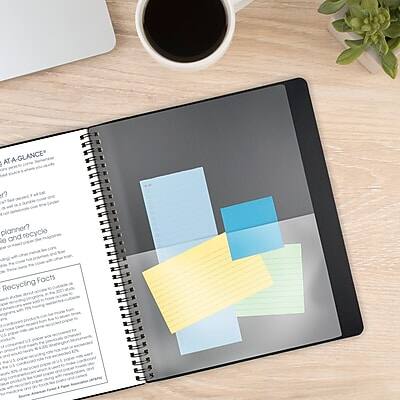 AT-A-GLANCE®

Recycling Planner

Recycling Facts

- Did you know that recycling one aluminum can saves enough energy to power a TV for three hours?
- Recycling paper reduces greenhouse gas emissions by 74% compared to making paper from virgin wood pulp.
- Recycling one glass bottle saves enough energy to light a 60-watt bulb for four hours.
- Recycling plastic bottles reduces the amount of oil needed to produce new plastic by 20%.
- Recycling one ton of paper saves 17 trees, 7,000 gallons of water, and 463 gallons of oil.

Recycling Tips

- Rinse cans and bottles before recycling.
- Flatten cardboard to save space.
- Remove caps and lids from bottles.
- Keep recyclables clean and dry.
- Check your local recycling guidelines for specific items.

Recycling is easy and beneficial for the environment. Make sure to recycle regularly and properly to help reduce waste and conserve resources.