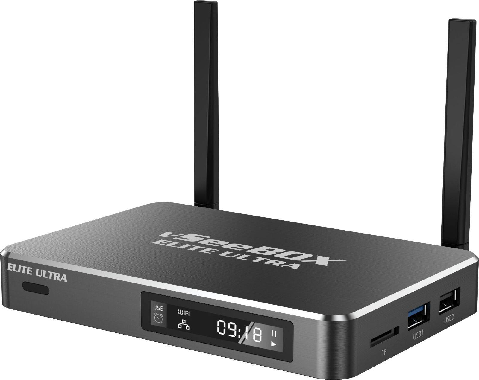 ELITE ULTRA  
VSeeBOX  
ELITE ULTRA  

USB  
WIFI  
09:18  

TF  
USB1  
USB2