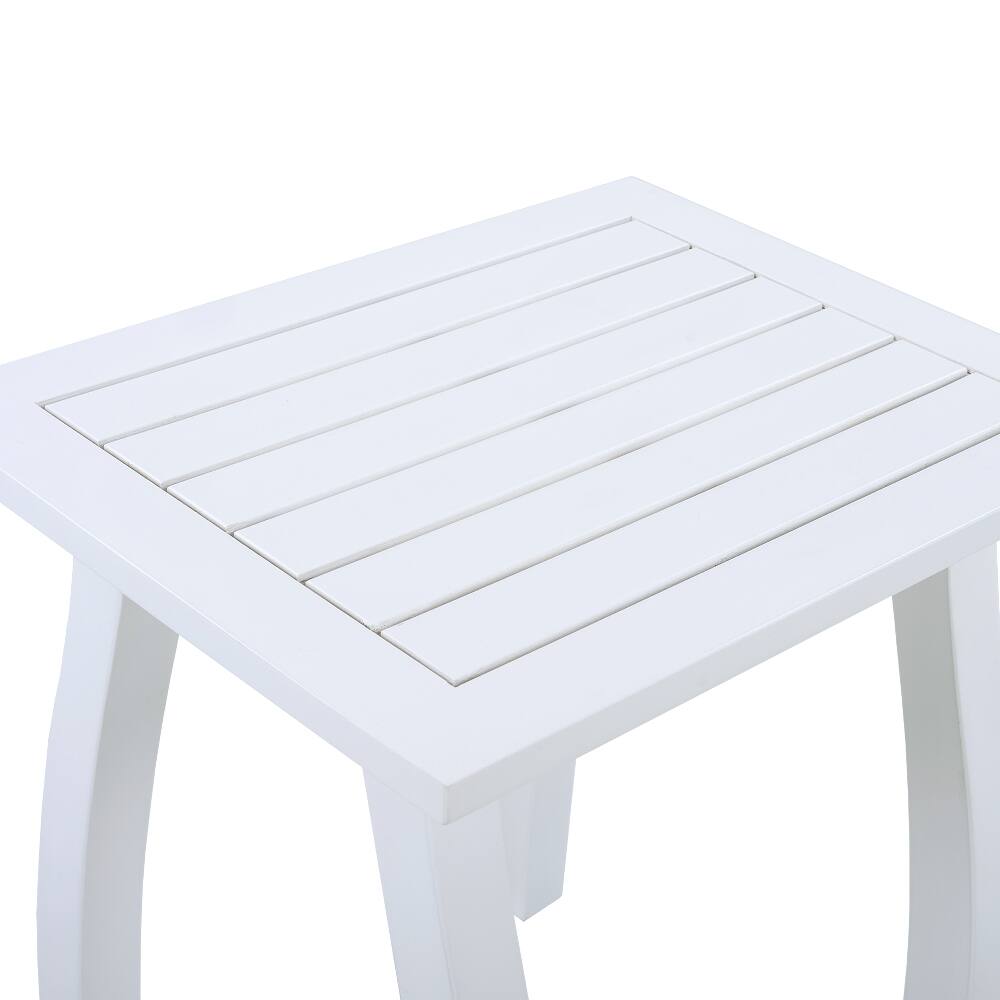 Alt View 3. Loheer - Loheer Acacia Wood End Table White Side Table Weather Resistant Rectangular Garden Table Outdoor Accent Table - White.