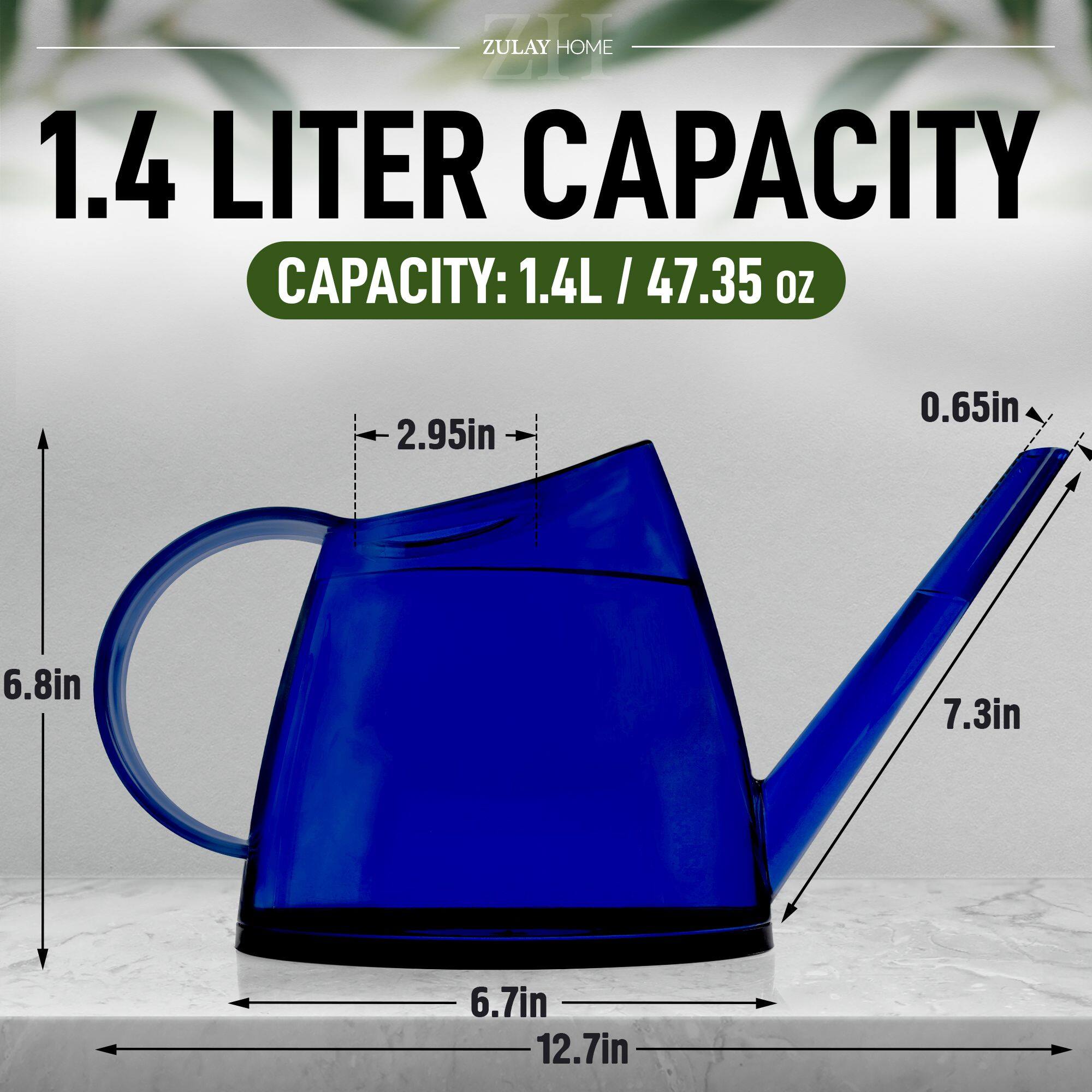 ZULAY HOME

1.4 LITER CAPACITY  
CAPACITY: 1.4L / 47.35 oz

- 6.8in  
- 2.95in  
- 6.7in  
- 12.7in  
- 7.3in  
- 0.65in