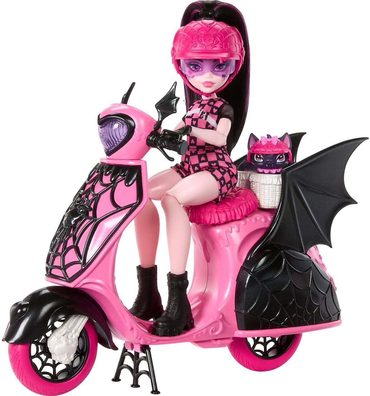 Alt View 3. Mattel - Monster High Draculaura Vamptastic Scooter Doll & Vehicle Set   - COLLECTIBLES - Multicolor.