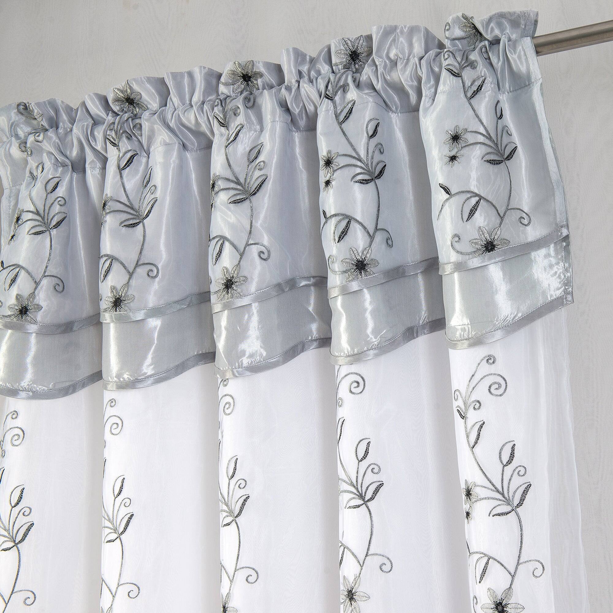 Alt View 6. RT Designers Collection - Priscilla Embroidered Floral Curtain Panel with Double RT Designers Collection - Burgundy.