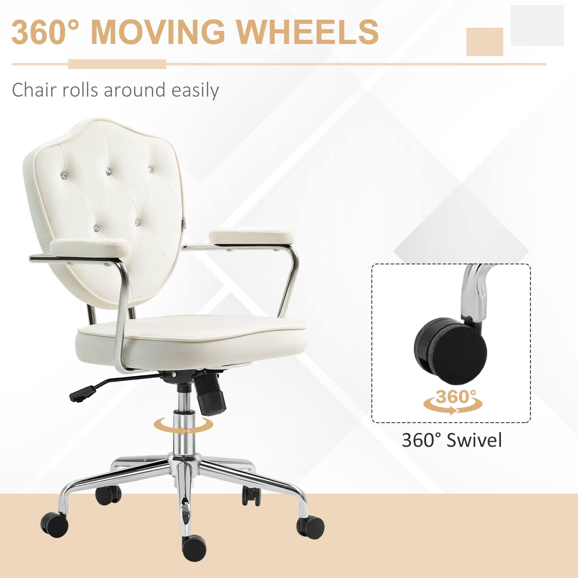 360° MOVING WHEELS, Chair rolls around easily, 360° Swivel