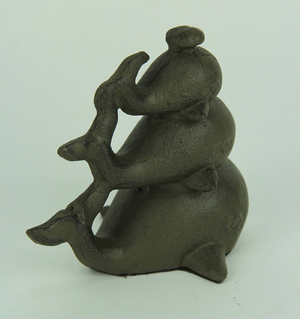 Alt View 2. Moby Dick Specialties - Rust Brown Cast Iron Triple Stacked Whale Figurine - Brown.