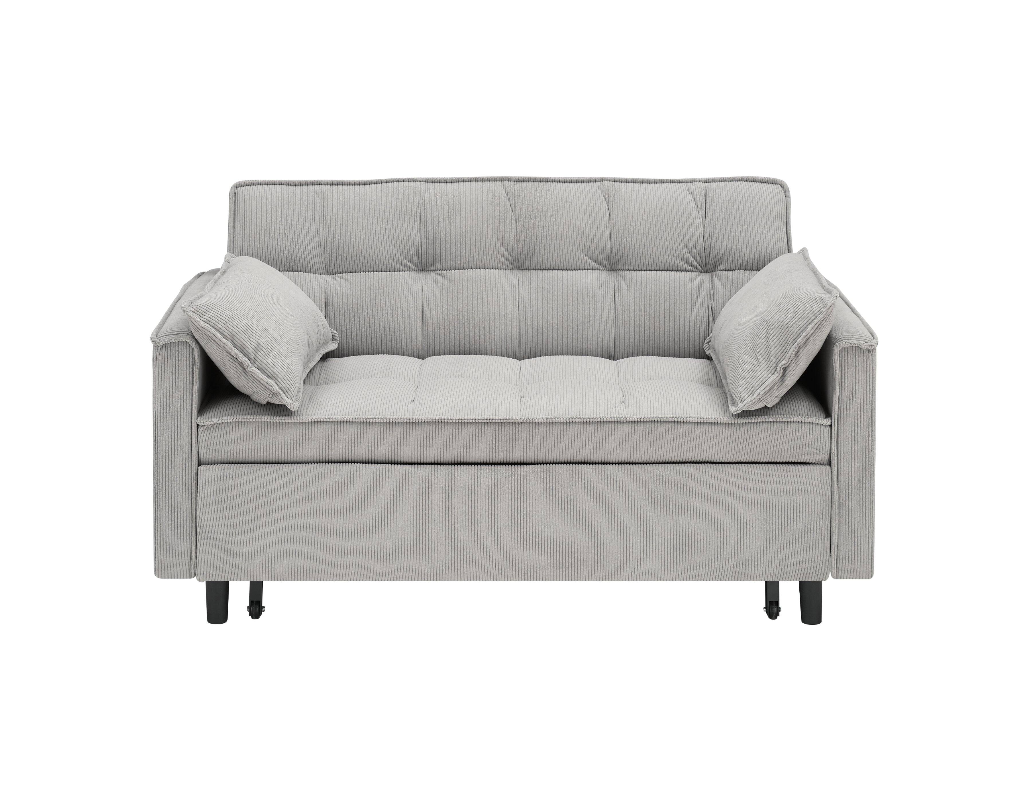 Alt View 3. Trinkets Crazed - 3 in 1 Velvet Convertible Sleeper Sofa Bed, Futon Couches for Living Room with Side Pocket/Adjustable Backrest - Gray.