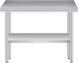 Acekool - 30"x60" Stainless Steel Work Table with Adjustable Undershelf & Rounded Corners, Heavy Duty Commercial Prep,No wheels - Silver