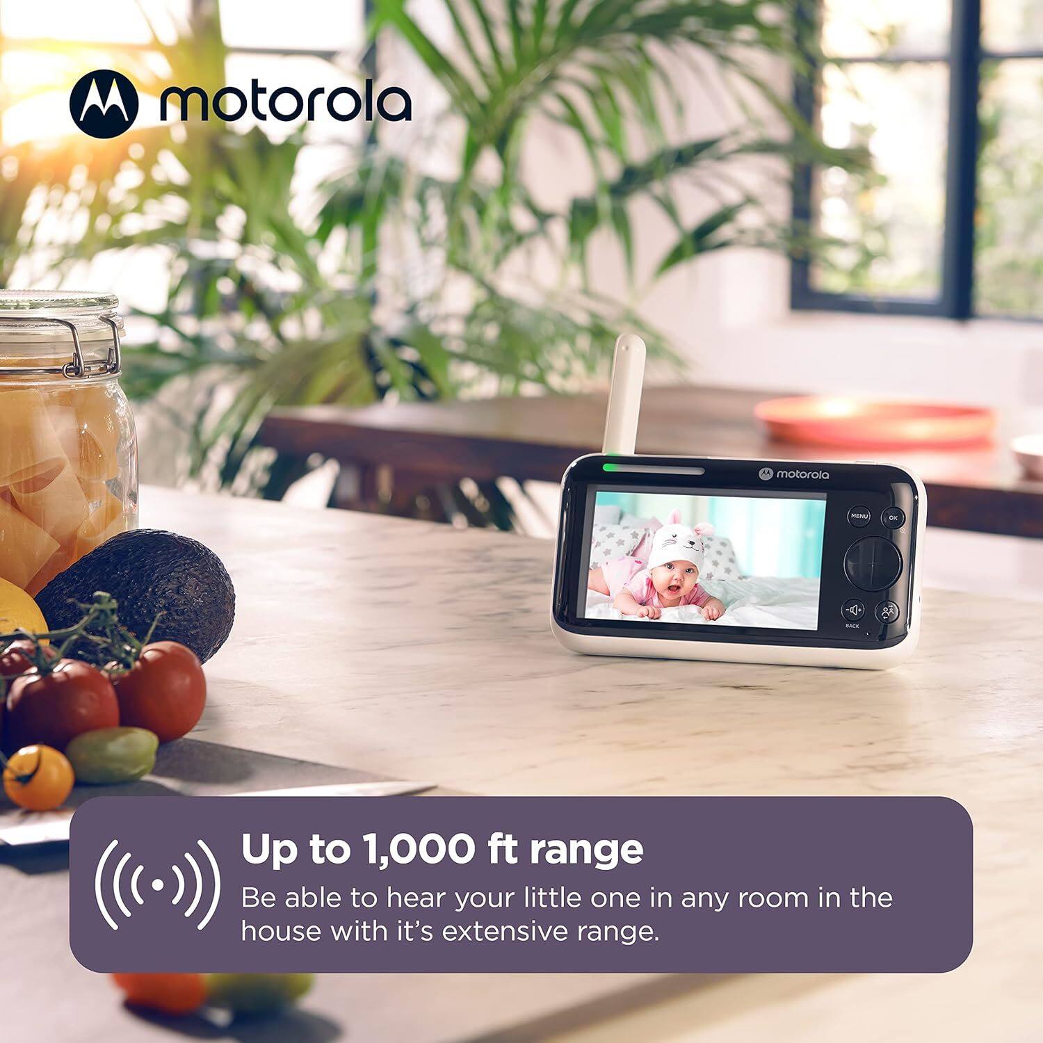 Motorola

Up to 1,000 ft range  
Be able to hear your little one in any room in the house with it's extensive range.