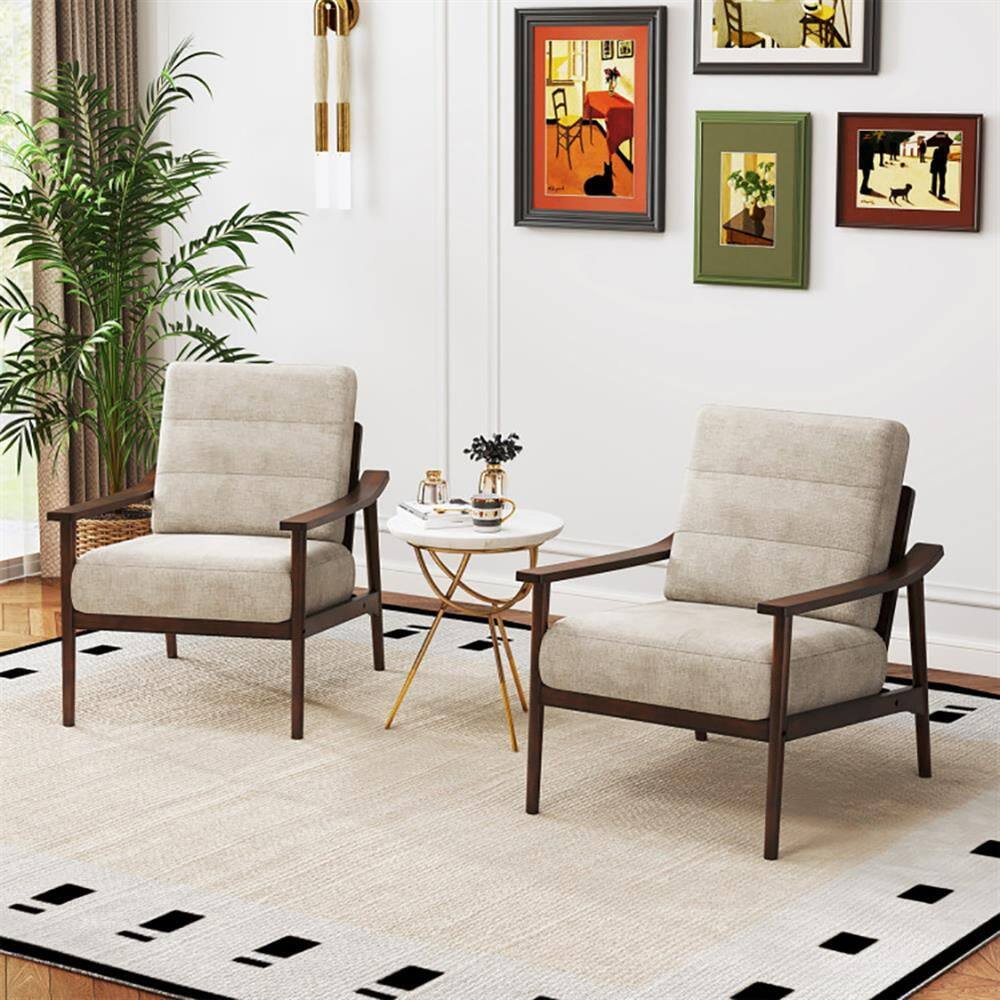 Alt View 2. Kadyn - Leisure Sofa Reading Chair, Accent Chair,Modern Accent Chair with Rubber Wood Armrests and Legs for Living Room-Brown - Brown.