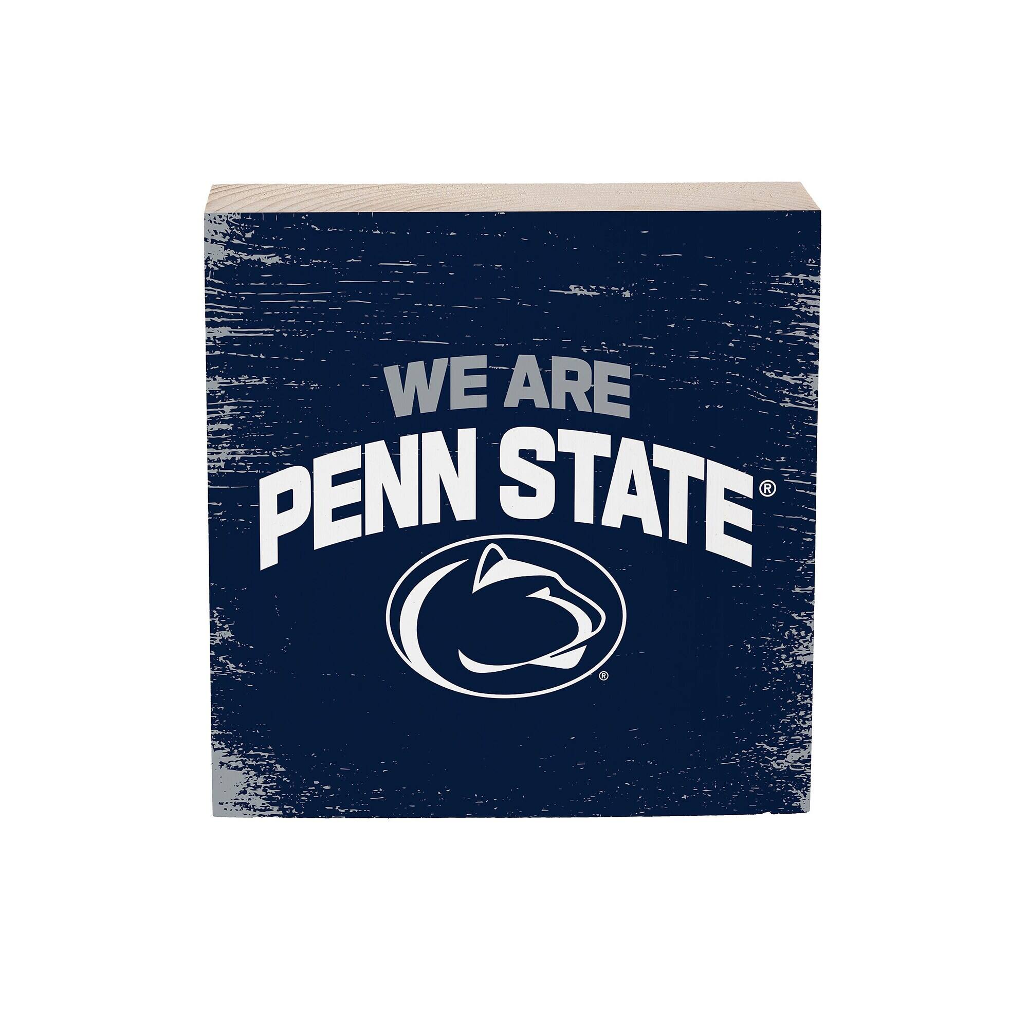 Penn State Nittany Lions 6" Square Fan Chant Wood Block Shelf Sign