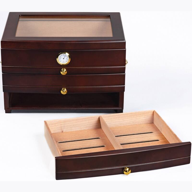Alt View 2. Prestige - Richmond Cigar Humidor - Rich Dark Mahogany Finish.