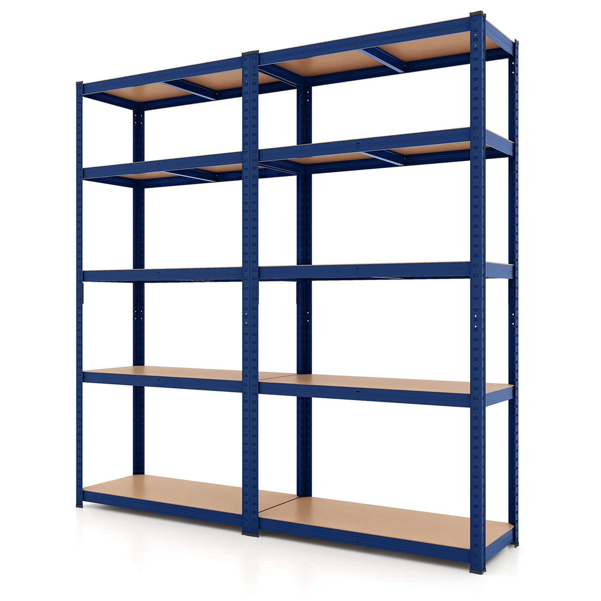Costway - 2 PCS 5 Tier Adjustable Garage Shelving Unit with 2000 lbs Max Load for Warehouse - Blue
