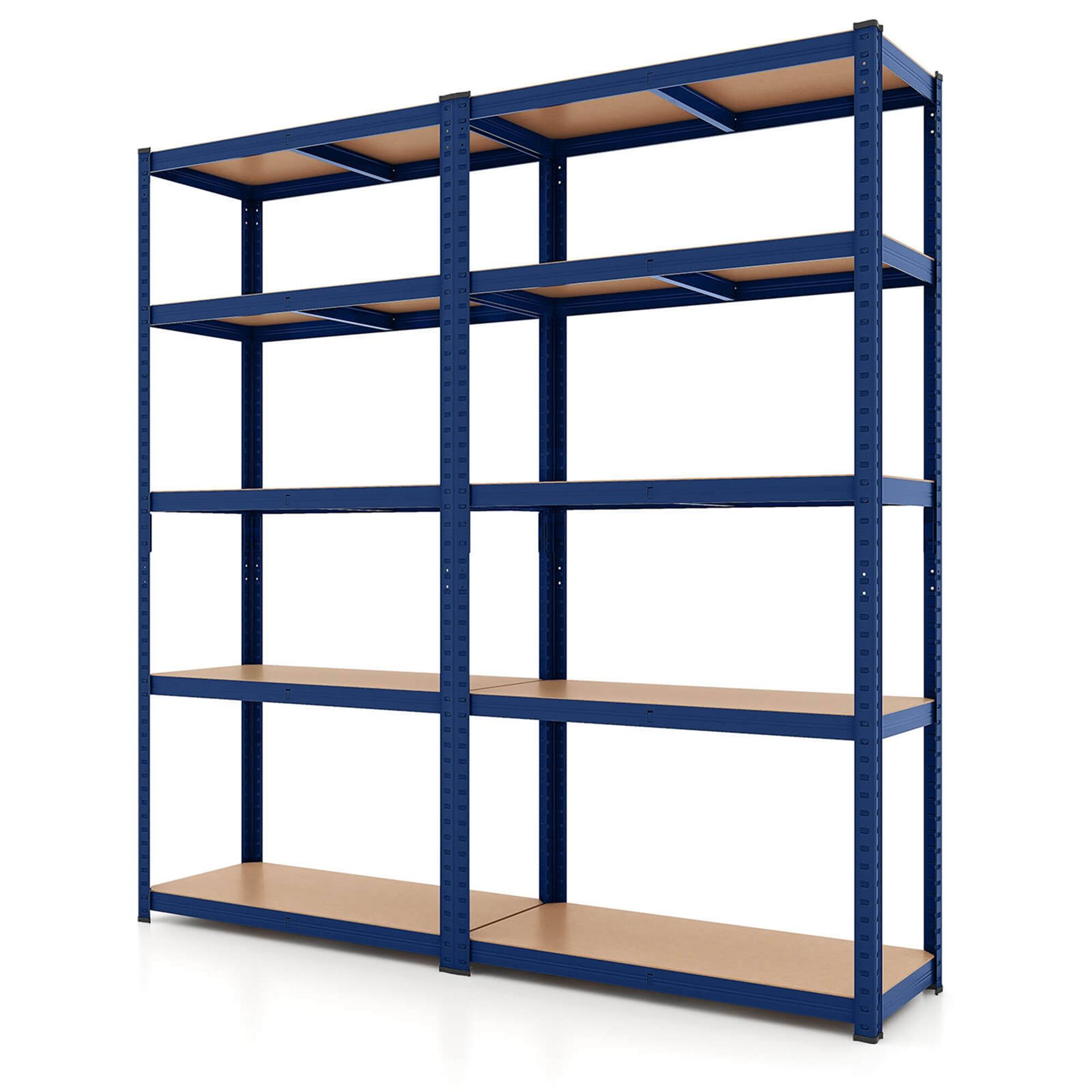 Costway - 2 PCS 5 Tier Adjustable Garage Shelving Unit with 2000 lbs Max Load for Warehouse - Blue