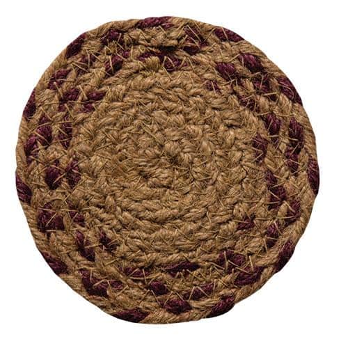 BreeBe - Braided Coaster - Burgundy & Tan