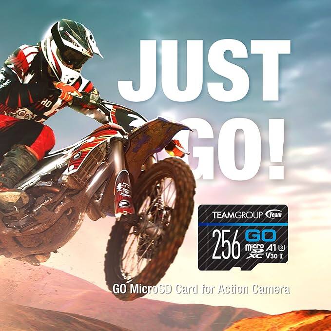HD Ger 19 JUST GO! TEAMGROUP Team GO 256 MicroSD A1 XC V30 I MicroSD Card for Action Camera