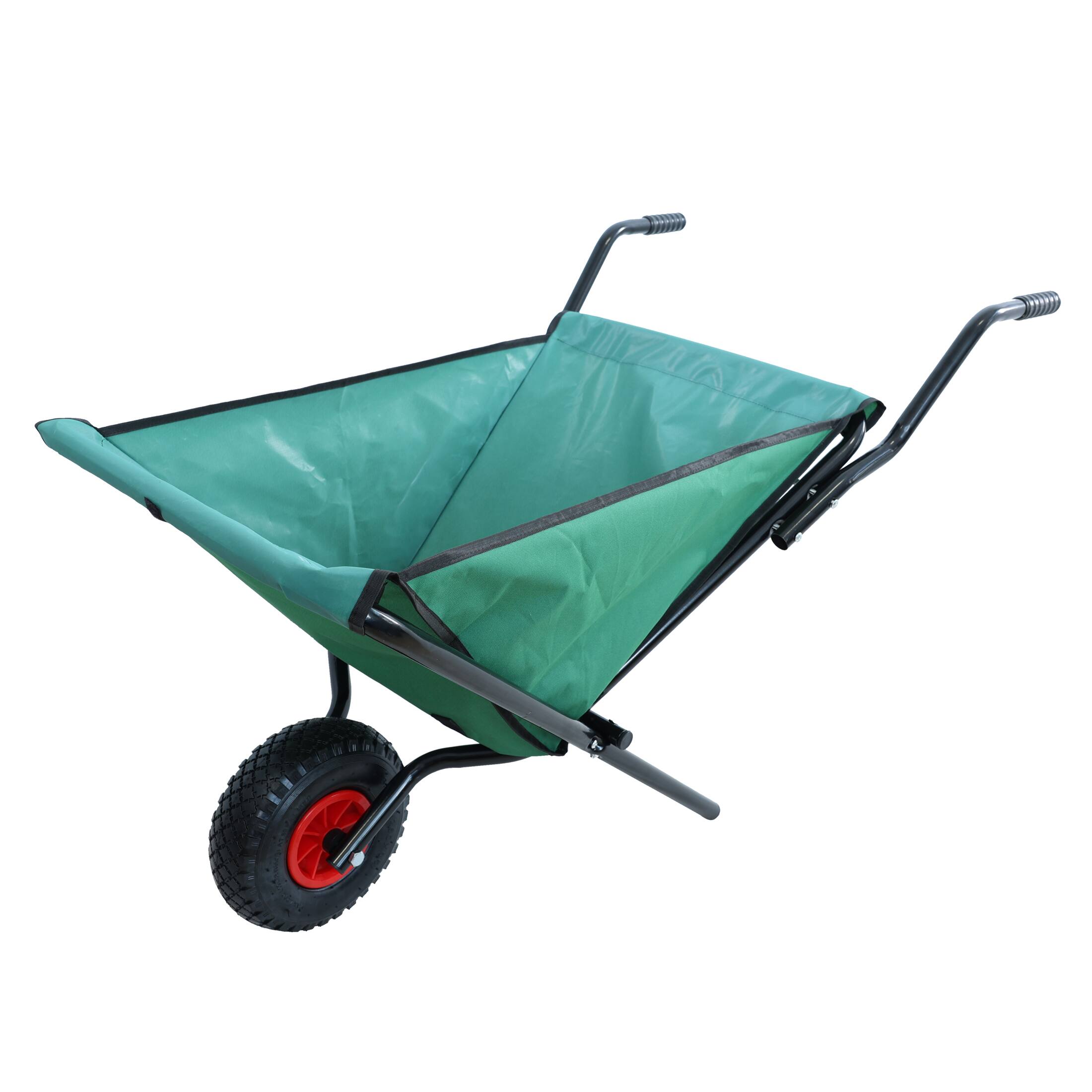 Front. COWLOWN - Collapsible 176 lb 2 Wheel Garden Wheelbarrow 10in Pneumatic Tire Green Oxford Cloth - Green.